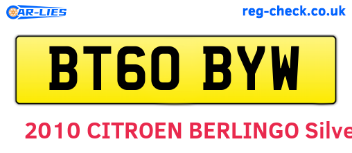 BT60BYW are the vehicle registration plates.