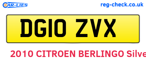 DG10ZVX are the vehicle registration plates.