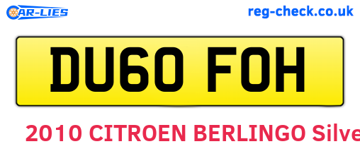 DU60FOH are the vehicle registration plates.