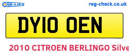 DY10OEN are the vehicle registration plates.