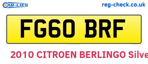 FG60BRF are the vehicle registration plates.