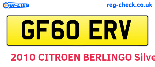 GF60ERV are the vehicle registration plates.