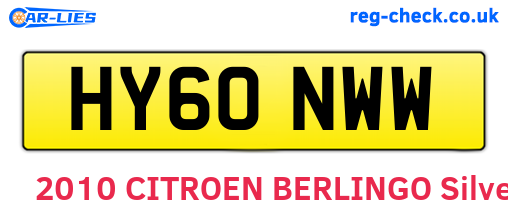 HY60NWW are the vehicle registration plates.