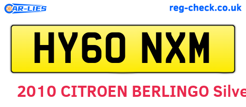 HY60NXM are the vehicle registration plates.