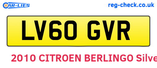 LV60GVR are the vehicle registration plates.