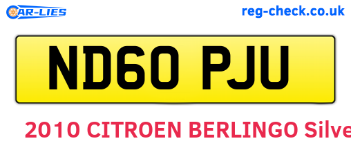 ND60PJU are the vehicle registration plates.