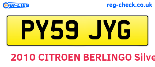 PY59JYG are the vehicle registration plates.