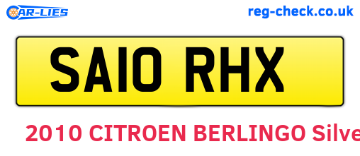 SA10RHX are the vehicle registration plates.