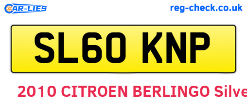 SL60KNP are the vehicle registration plates.