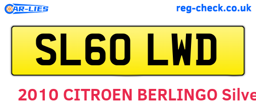 SL60LWD are the vehicle registration plates.