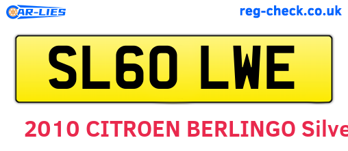 SL60LWE are the vehicle registration plates.