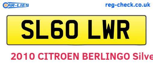 SL60LWR are the vehicle registration plates.