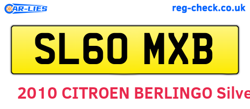 SL60MXB are the vehicle registration plates.