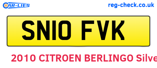 SN10FVK are the vehicle registration plates.