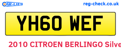 YH60WEF are the vehicle registration plates.