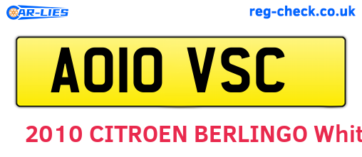 AO10VSC are the vehicle registration plates.