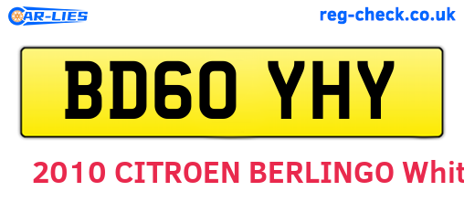 BD60YHY are the vehicle registration plates.