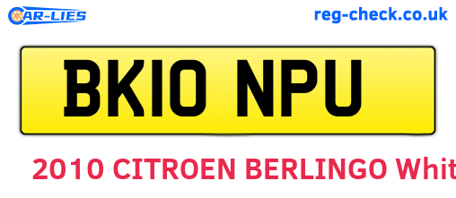 BK10NPU are the vehicle registration plates.