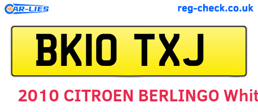 BK10TXJ are the vehicle registration plates.
