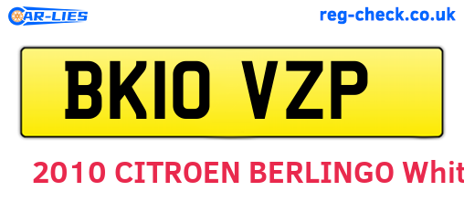 BK10VZP are the vehicle registration plates.