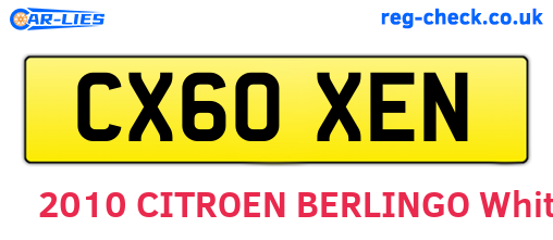 CX60XEN are the vehicle registration plates.