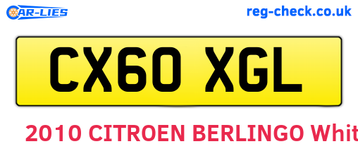 CX60XGL are the vehicle registration plates.