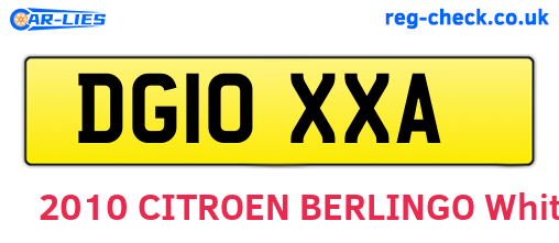 DG10XXA are the vehicle registration plates.