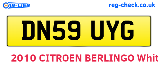 DN59UYG are the vehicle registration plates.