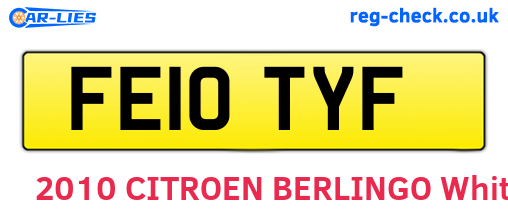 FE10TYF are the vehicle registration plates.