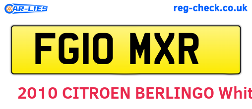 FG10MXR are the vehicle registration plates.
