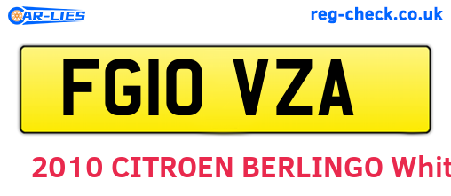 FG10VZA are the vehicle registration plates.