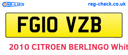 FG10VZB are the vehicle registration plates.