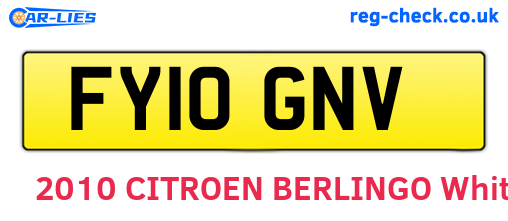 FY10GNV are the vehicle registration plates.