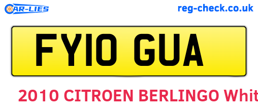 FY10GUA are the vehicle registration plates.