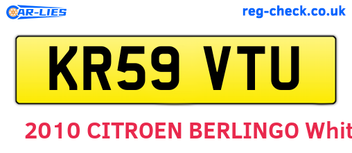 KR59VTU are the vehicle registration plates.