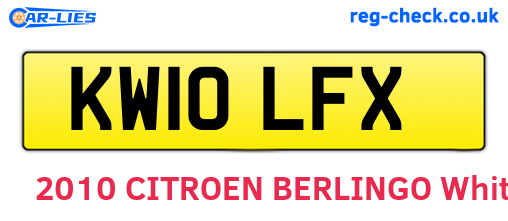 KW10LFX are the vehicle registration plates.