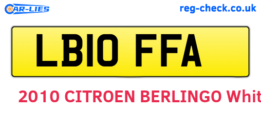 LB10FFA are the vehicle registration plates.
