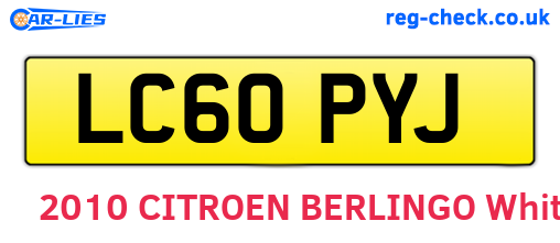 LC60PYJ are the vehicle registration plates.