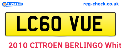 LC60VUE are the vehicle registration plates.