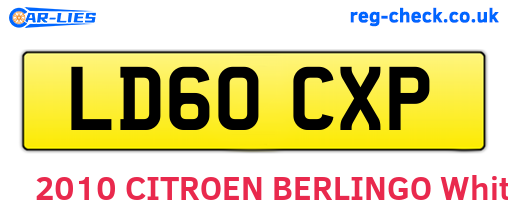 LD60CXP are the vehicle registration plates.
