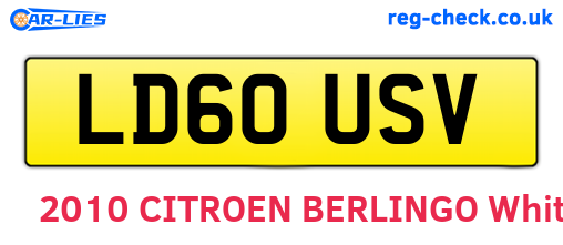 LD60USV are the vehicle registration plates.