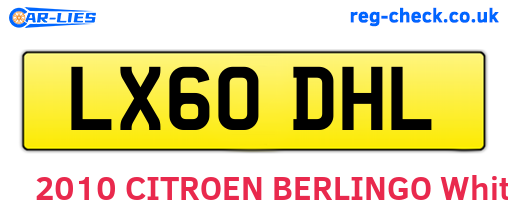 LX60DHL are the vehicle registration plates.