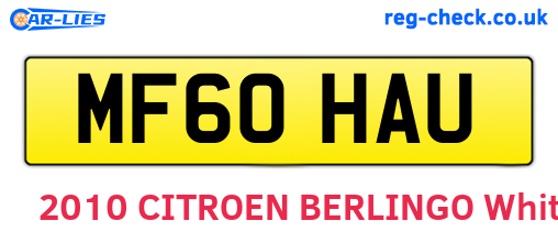 MF60HAU are the vehicle registration plates.