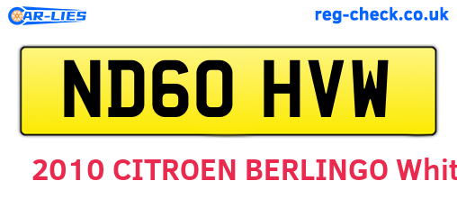 ND60HVW are the vehicle registration plates.