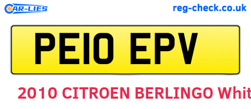 PE10EPV are the vehicle registration plates.