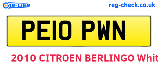 PE10PWN are the vehicle registration plates.