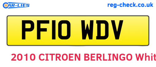 PF10WDV are the vehicle registration plates.