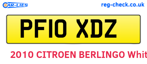 PF10XDZ are the vehicle registration plates.