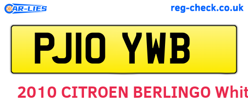 PJ10YWB are the vehicle registration plates.