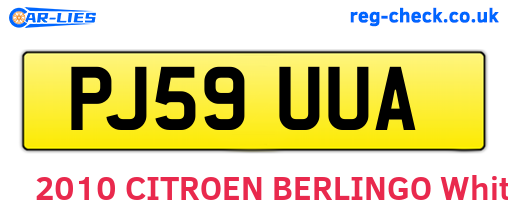 PJ59UUA are the vehicle registration plates.